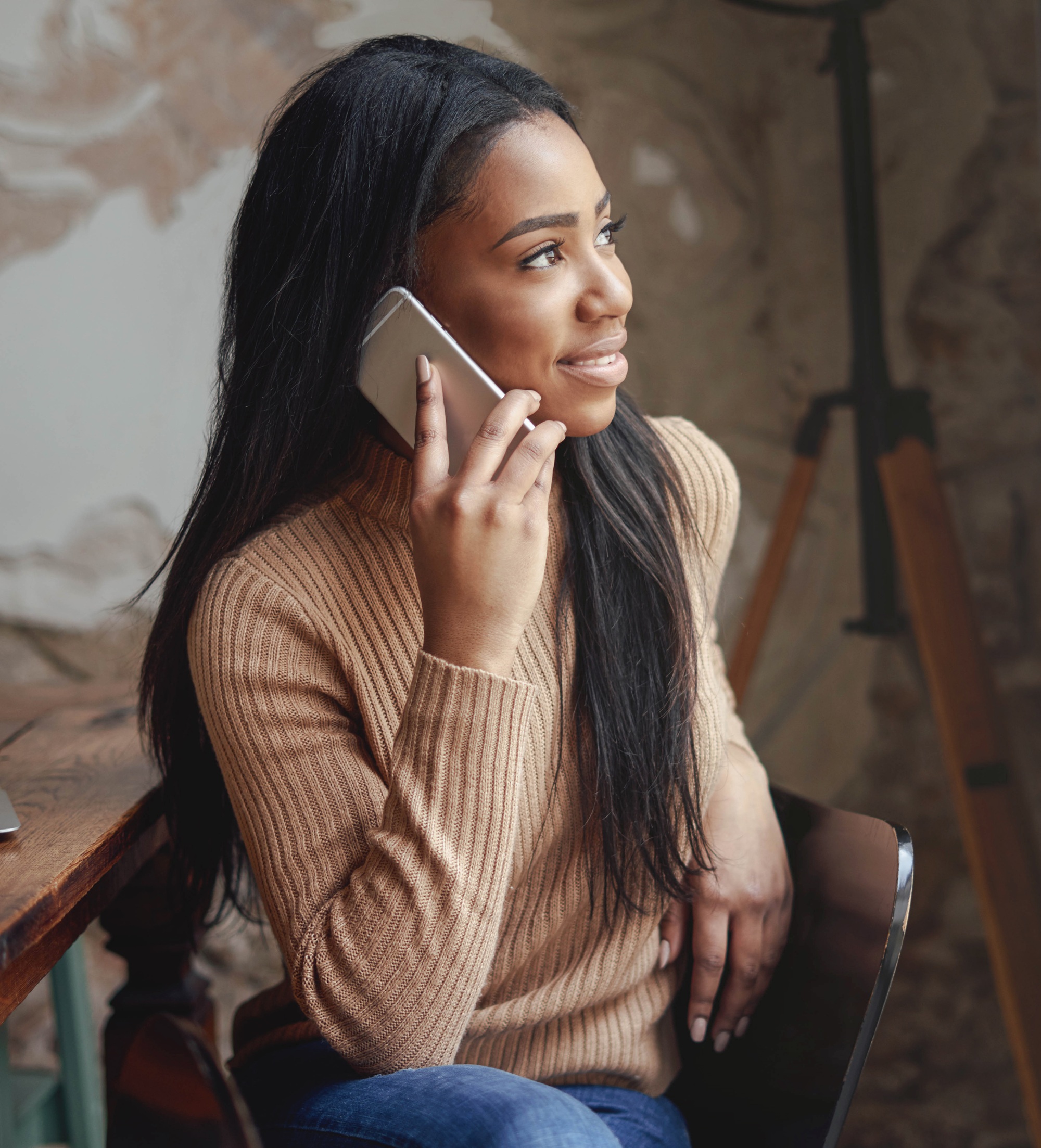young-black-woman-on-phone